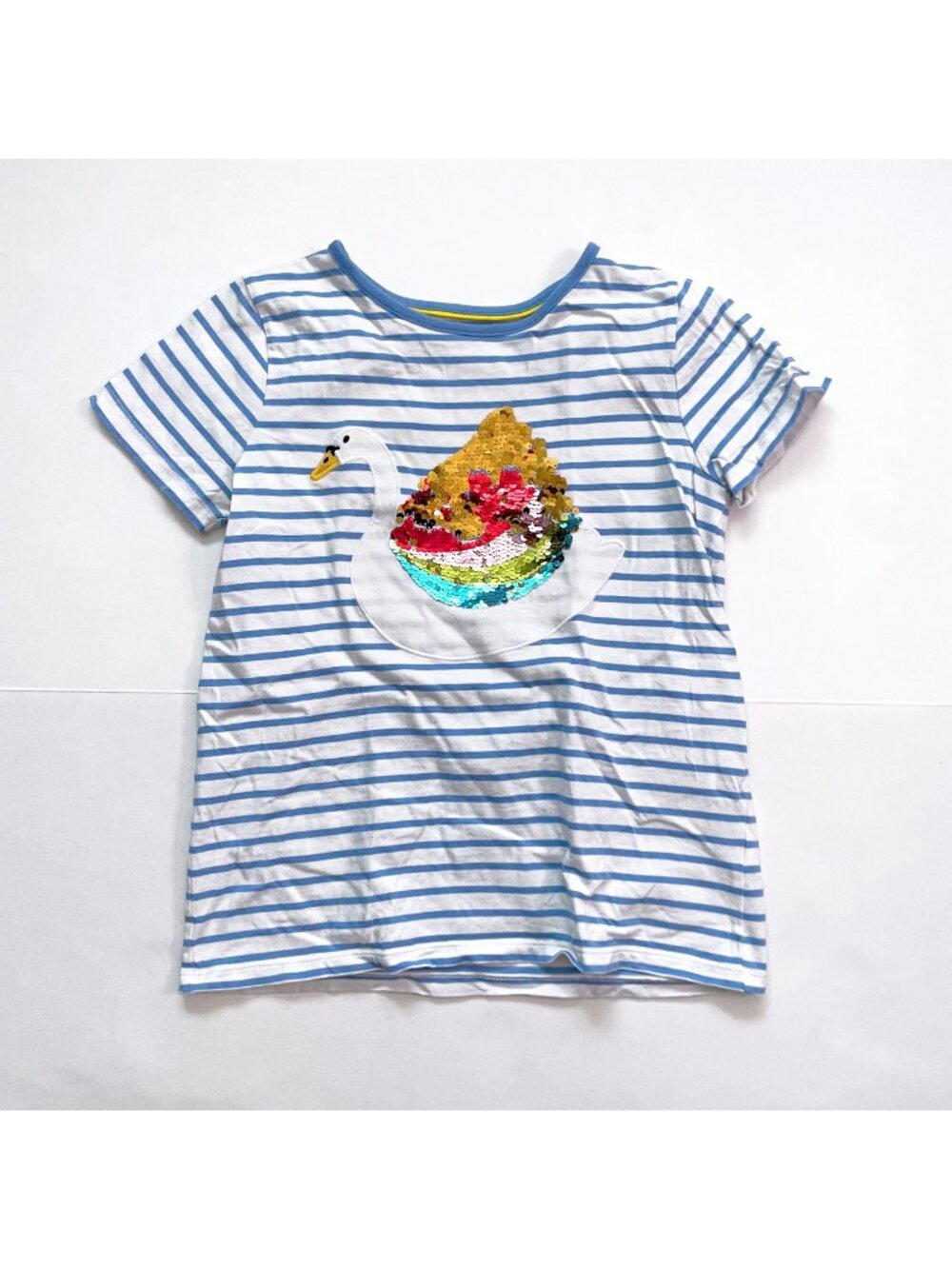 Mini Boden Rainbow Swan Tee, Size 11/12
